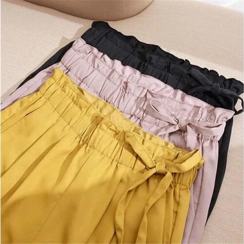 Summer Womens Pants 2021 New Korean Pure Color Thin Elastic Waist Harem Pants Loose Large Size Lady Casual Nine Point Pants 853