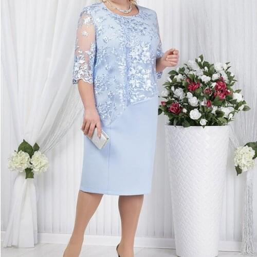 Woman Wedding Suit Mother Of The Bride Dress Suits With Lace Irregual Jacket Fake 2 Pcs Womens Suit Large Size Women sets