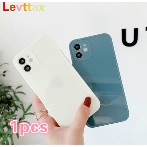 1pcs Case With Camera Protection Glossy Soft TPU Back Candy Phone Case For iPhone12 Mini 7 8 Plus X XS XR SE2020 11pro max Cover