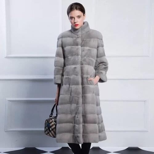 2021 Brand luxury women natural mink fur jacket long style with sashes elegant lady high quality Imported winter fur coat