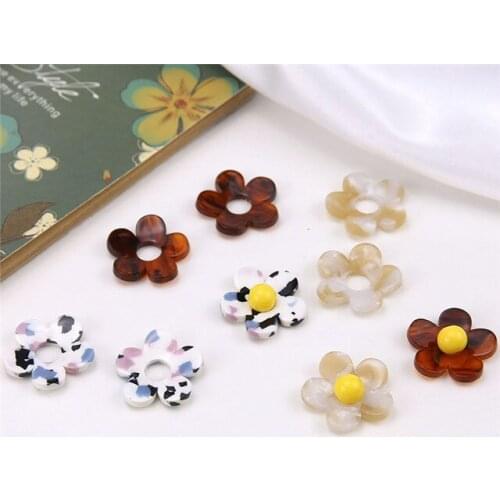 4pcs/lot Acetic Acid Resin Ins Wind Cream Granules Cute Korean Flower For Women Earrings Diy Handmade Jewelry Accessories