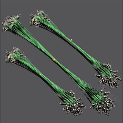 5Pcs/lot Anti-bite Fishing Wire Line Leash Lure Fishhook Trace Wire Line Swivel Stainless Steel Rolling Swivels 15cm 25cm 30cm