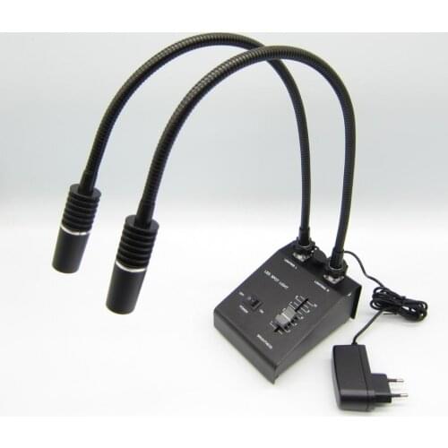 85-265V Stereo microscope illuminator 6W LED Dual Gooseneck microscope spot light source
