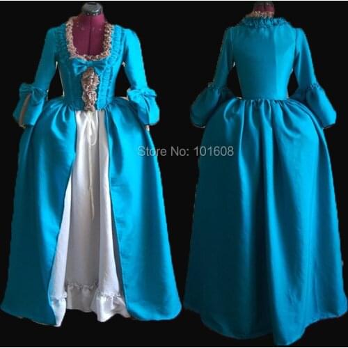 Tailored!Royal Eras Blue Court Queen Duchess Civil war Theatre 18th Court Belle Marie Antoinette DRESS Victorian dresses HL-337
