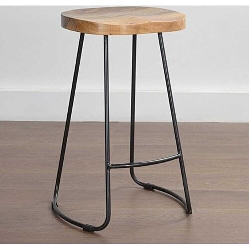 European Style Modern Wood S Shape Surface Bar Stool Fashion Cafe Bar Stool Iron Solid Wood High Barstool Home Footstool 4 Size