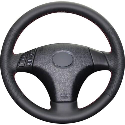 Black Natural Leather Car Steering Wheel Cover for Mazda 3 Axela 2003-2009 Mazda 5 2004-2010 Mazda 6 Atenza 2004-2008