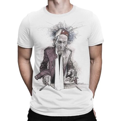Keith Richards Art T-Shirt, MenS WomenS All Sizes top Sale Mens Round Neck Cotton Casual Muscle Men T Shirts