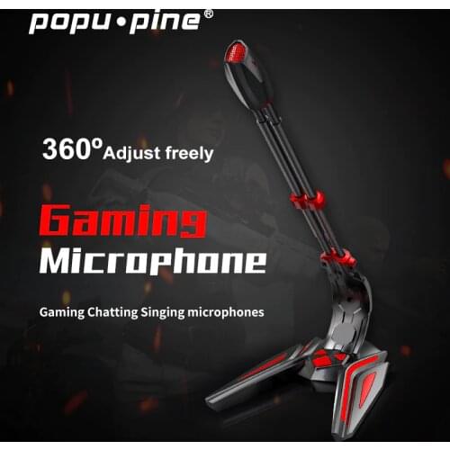 PopuPine Gaming Microphone USB 3.5mm for Computer microphone desktop PC microphone Volume Adjust Switch Recording Chatting Mic