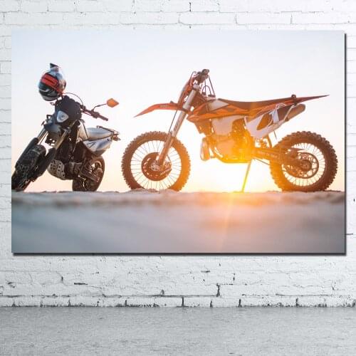 Canvas Painting Posters and Prints Sports Dirtbike Motocross Sunset Wall Picture Canvas Art For Home Decor