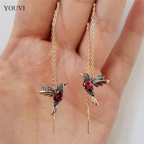 YOUVI Korea Fashion Little Bird Drop Long Hanging Earrings for Women Elegant Girl Tassel Earring Stylish Jewelry Piercing Gift