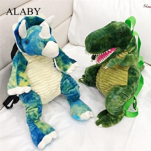 Creative 3D Dinosaur Backpack Alaby Cute Animal Cartoon Plush Backpack Dinosaurs Bag for Children Kids Gifts Drop Shipping