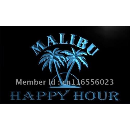 LA643- Malibu Beer Happy Hour Bar LED Neon Light Sign home decor crafts