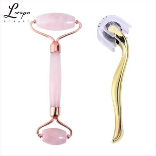 Facial Massager Tool Rose Quartz Roller Massager Natural Stone Jade Roller Microneedle Roller Slimming Massage Skin Care