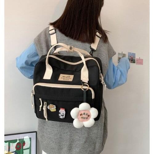 New Lovely Multifunctional Nylon Backpack Teenage Girl Ring Buckle Portable Travel Bag Female Small Schoolbag Women Backpacks