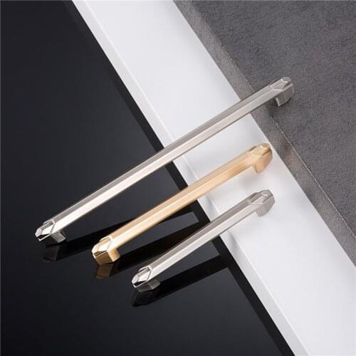 Minimalist Modern Cabinet Door Handles Wardrobe Cupboard Zinc Alloy Gold and Sliver Door Handle Nordic Drawer Door Knobs Pulls