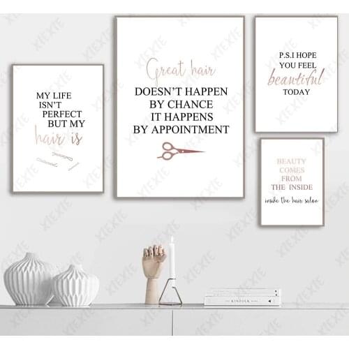 Letter Hair Salon Minimalist Poster Decoration Wall Art Canvas Painting Personality Pictures for Living Room Bedroom Office