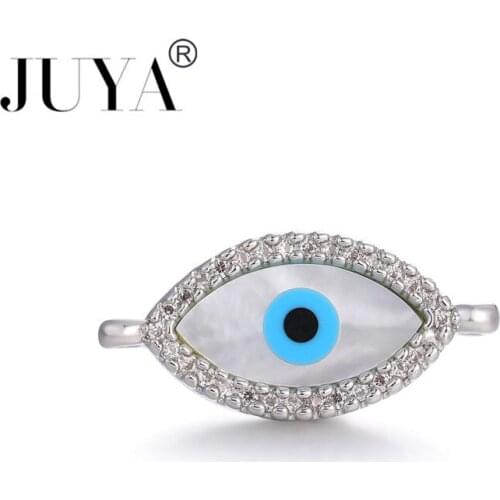 Fashion Luxury 3 Style Zircon Shell Evil Eye Connectors For Jewelry Making Handmade DIY Bracelets Necklaces Accessories 2019 New