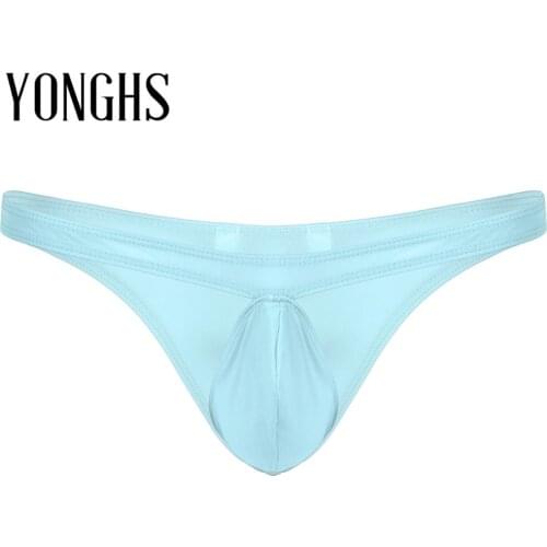 Mens Sexy Thong Swimwear T-back Bulge Pouch G-String Thongs Bikini Briefs See Through Bulge Pouch Elastic Waistband Underpants