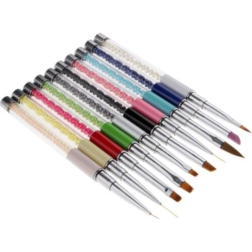 10Pcs Acrylic Nail Brush Professional Nail Art Painting Dotting Pen Tool Set
