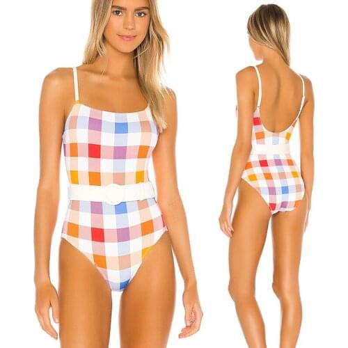 2021 New Sexy One Piece Swimsuit Women Swimwear Cut Out Bathing Suit Summer Push Up Monokini Plaid Swim Suit Beach Wear Female