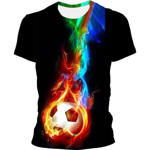 2021 summer new 3D printing t-shirt mens football T-shirt leisure style mens T-shirt sports equipment series T-shirt