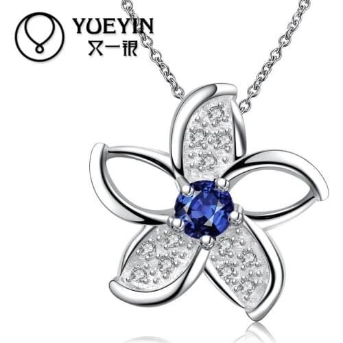 New style silver plated Crystal pendant necklace for women jewelry Romantic Original designs Flowers plants Necklace