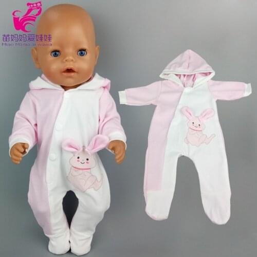 Doll clothes 43 cm baby doll hooded rompers for 17 inch doll jumpsuit children new year gift