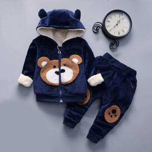 Baby Boys Clothes Cotton Warm Clothing Letter Printing Plus Velvet Thick Hooded Sweater Baby Girls Clothesvestvest 3pcs Set