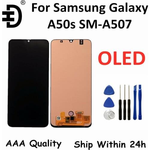 OLED Frame For Samsung Galaxy A50 A505 LCD Screen Display Touch Panel Digitizer For SAMSUNG A50 SM-A505F LCDDisplay Replacement