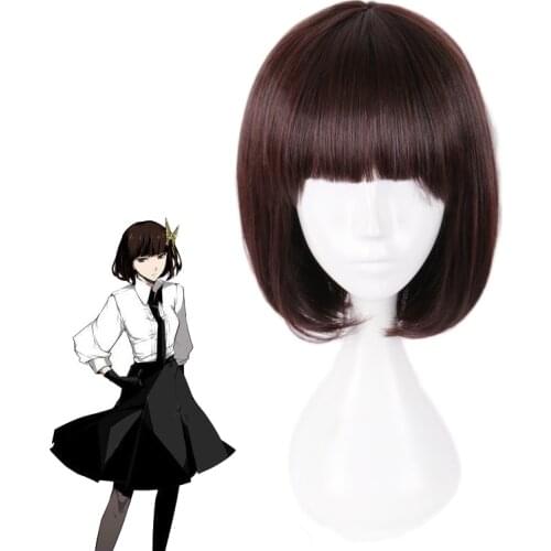 Bungo Stray Dogs Akiko Yosano Dark Brown Short Wig Cosplay Costume Heat Resistant Synthetic Hair Women Wigs