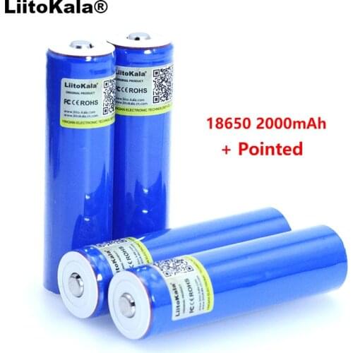 LiitoKala 18650 3.7V 2000mA Rechargeable lithium battery Light Flashlight batteries LED light battery + Pointed