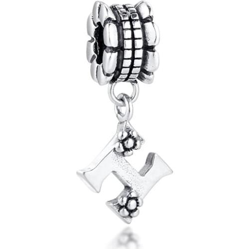 Fits for Pandora Charms Bracelets Letter H Beads 100% 925 Sterling Silver Jewelry Free Shipping