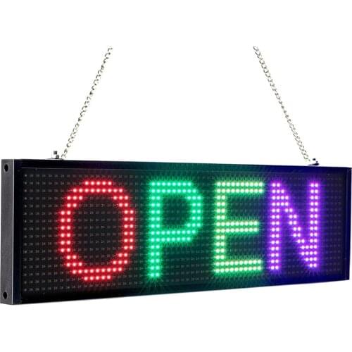 Full Color Led Programmable Sign Scrolling Message Board 110V 220V Led Panel RGB Open Neon Sign 34cm, 1024 SMD 3-in-1