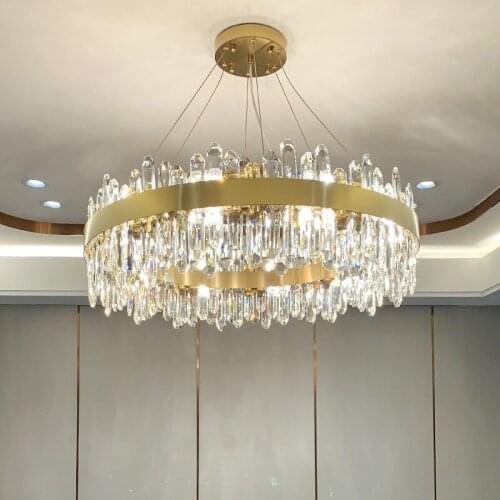 Luxury Modern Chandelier Lighting for Living Room Round Gold Crystal Lamp Dining Room Bedroom Led Cristal Light Fixtures