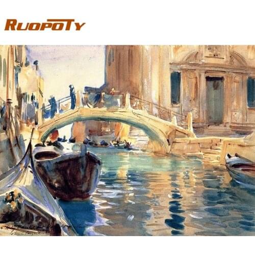 RUOPOTY Frame Picture Diy Painting By Numbers For Adult Venice Picture By Number Acrylic Canvas Diy Gift Home Wall Art Picture