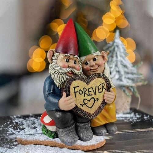 Garden Gnome Statues Figurine Resin Art Desktop Decoration Gifts Gnome Couple Outdoor Sculpture Home Decor Ornaments Crafts #DE