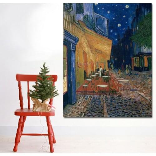 SELFLESSLY VINCENT VAN GOGH Cafe Terrace in Arles at Night landscape painting Art on camvas Oil Painting Wall Art For Bedroom