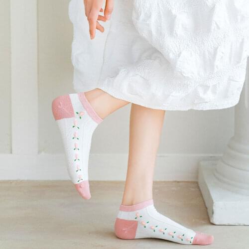 Happy Socks Kawaii Stockinets Female Harajuku Short Socks Strawberry Cute Lolita Cotton Funny Socks