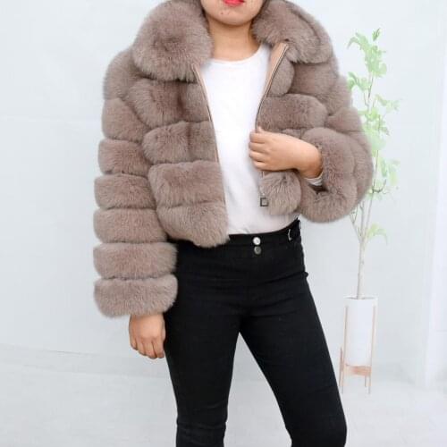Real Fur Coat 2021 New Style Womens Fashion Real Fox Fur Coats Natural Fox Fur Short Jacket With Long Sleeves and High Waist