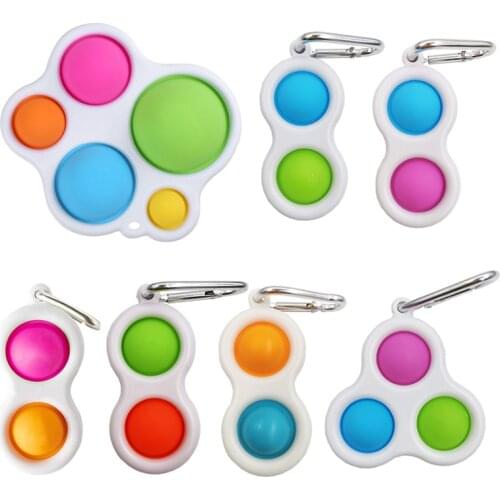 Fidget Toys Simple Dimple Relief Keychain Squeeze Sensory Toy Antistress Toys Kids Adults Early Educational Autism