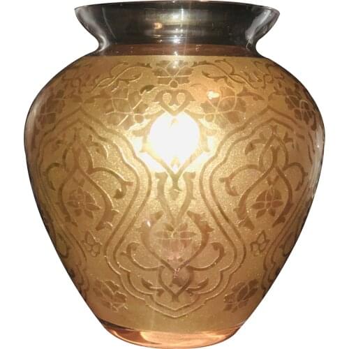 Vase 24k Real Gold Painted Glass Handmade Art Made In Turkey Elegant Decorative 140x140mm Or 190x190mm