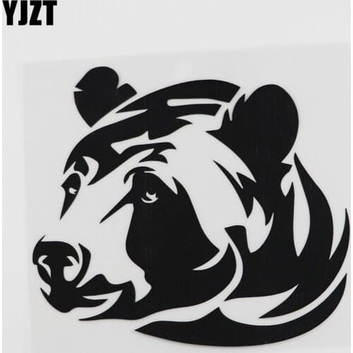 YJZT 13.8CMX12.4CM Waterproof Bear head wild animals Vinyl Car Sticker Black/Silver 8A-0071