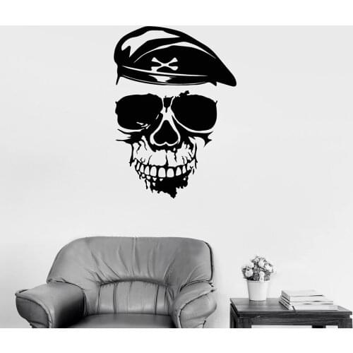 Soldier Skull Military Vinyl Wall Decal Music Room Gamer Room Decor Wall Stickers Living Room Nordic Home Decoration Art W201