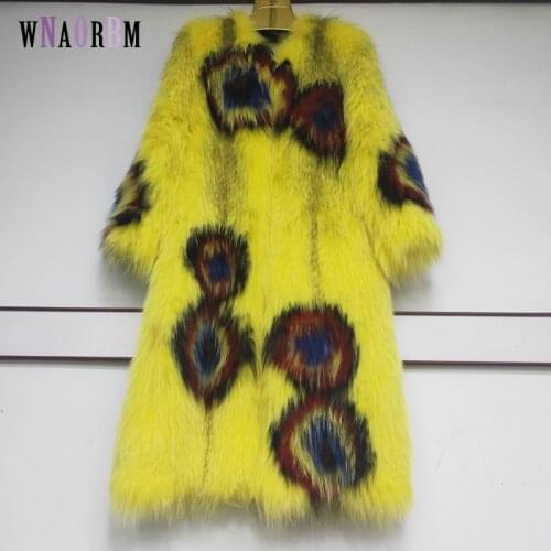 Natural imported high quality fox fur knitted coat winter womens fur pattern long coat real fur coat warm