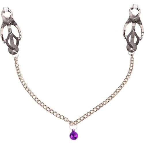 Women Stainless Steel Nipple Clamps Metal Chain Nipple Clamp With Bell Novelty Pinzas Pezones Torture Clitoris Labia Clip