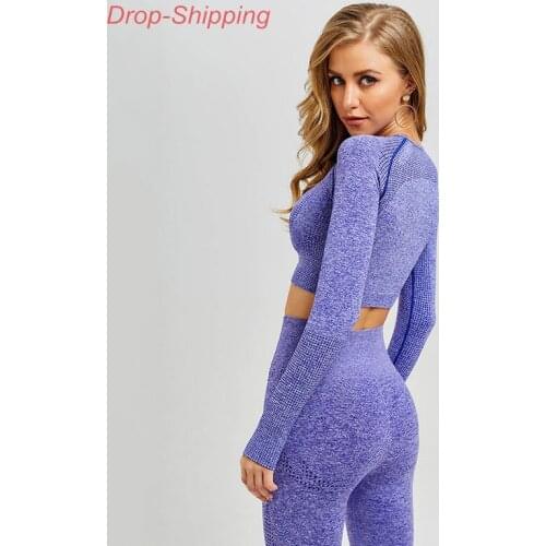 Women Seamless Yoga Set Fitness Clothing Sportswear Sports Bra Shirts Suit Women Long Sleeve High Waist Pants Leggings Gym Suit