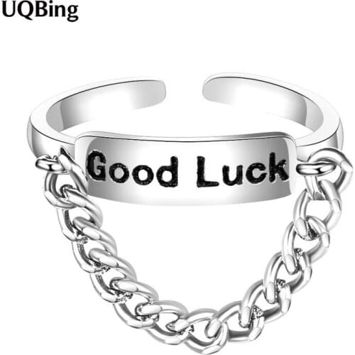 Punk Design 925 Sterling Silver Chain Letter Finger Adjustable Rings For Women Party Gifts Jewelry