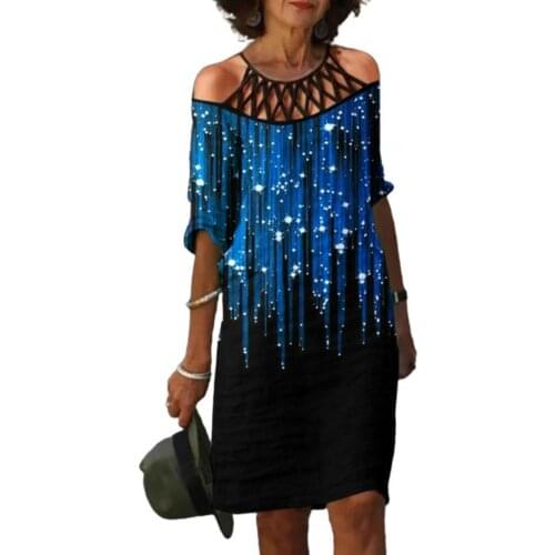 Women Dress Hollow-out Off The Shoulder Half Sleeve Ladies Casual Streetwear Dress for Dating