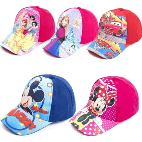 12 Styles Children 95 Cars Anna Elsa Mickey Minnie Dog Cartoon Baseball Cap Caps Baby Girls Boys Adjustable Kids Princess Hats