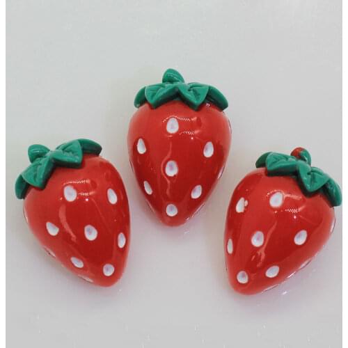 20/50pcs 15*22MM Simulation Red Strawberry Resin Flatback Fruit Cabochons For Children Toy Diy Accessories Craft Decoration